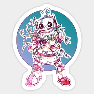 Robot and little bird in nature Sticker